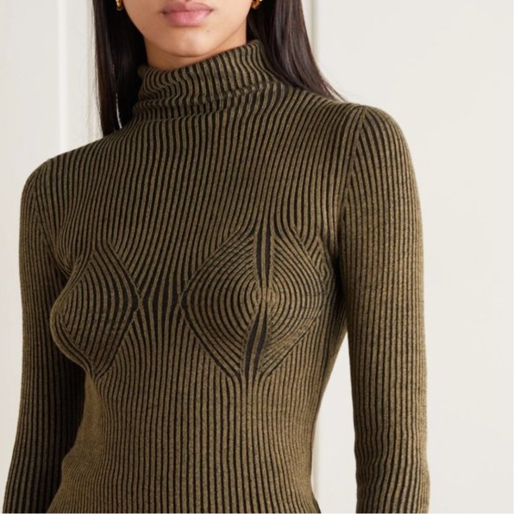 Mara Hoffman Mida Turtleneck Sweater in Olive/Black